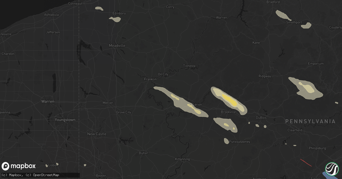 Hail map in Cranberry, PA on July 18, 2026