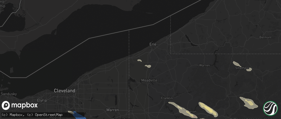 Hail map in Cranesville, PA on July 18, 2026