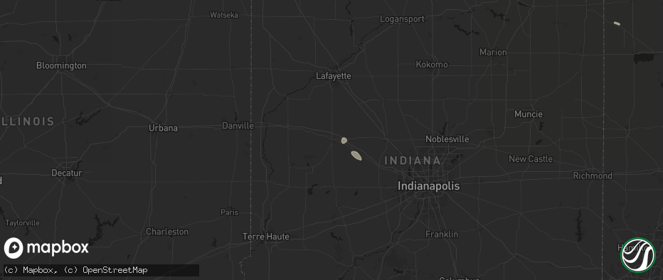 Hail map in Crawfordsville, IN on July 18, 2026
