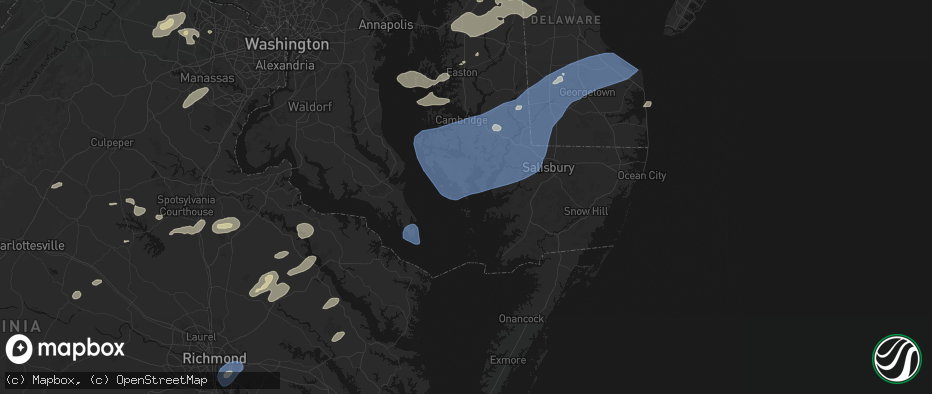 Hail map in Crocheron, MD on July 18, 2026