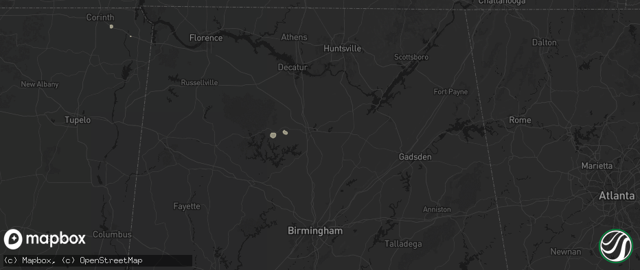 Hail map in Cullman, AL on July 18, 2026