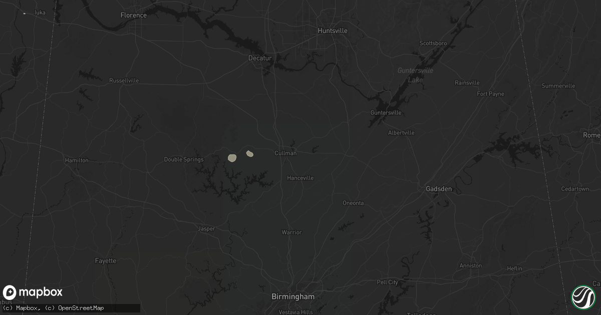 Hail map in Cullman, AL on July 18, 2026