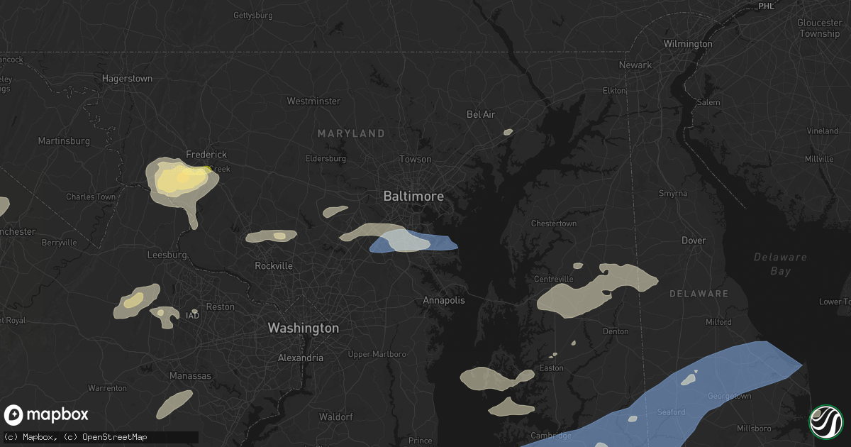 Hail map in Curtis Bay, MD on July 18, 2026