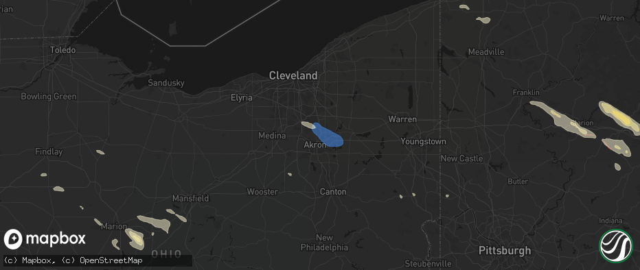 Hail map in Cuyahoga Falls, OH on July 18, 2026