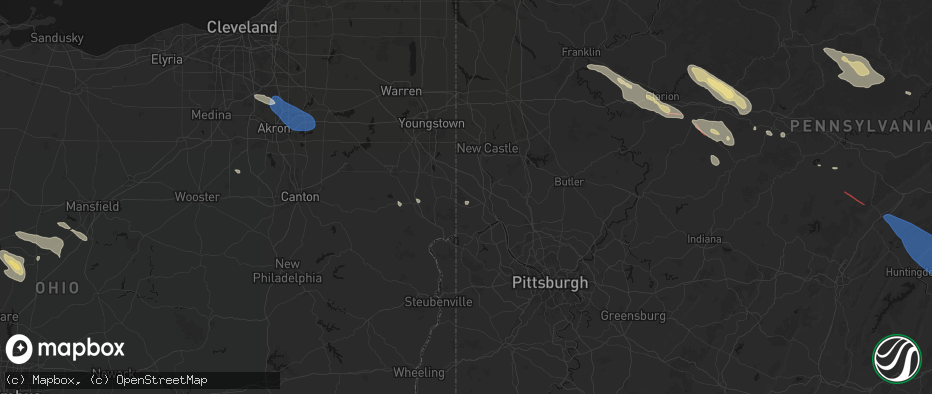 Hail map in Darlington, PA on July 18, 2026