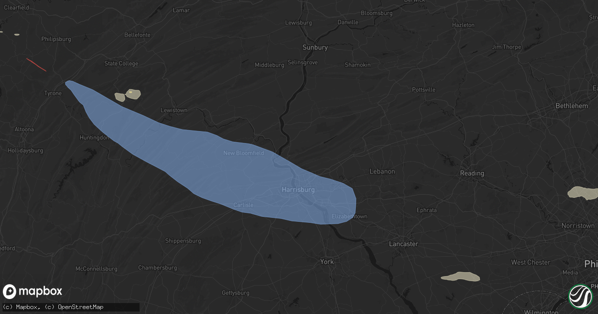 Hail map in Dauphin, PA on July 18, 2026