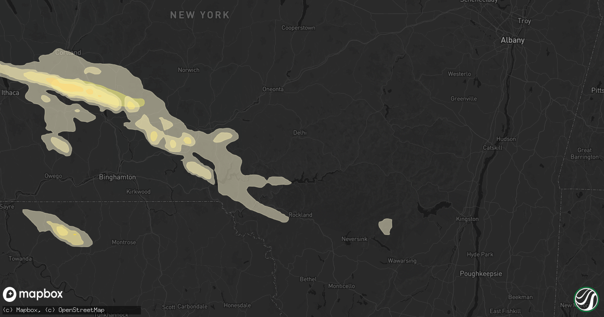 Hail map in Delancey, NY on July 18, 2026