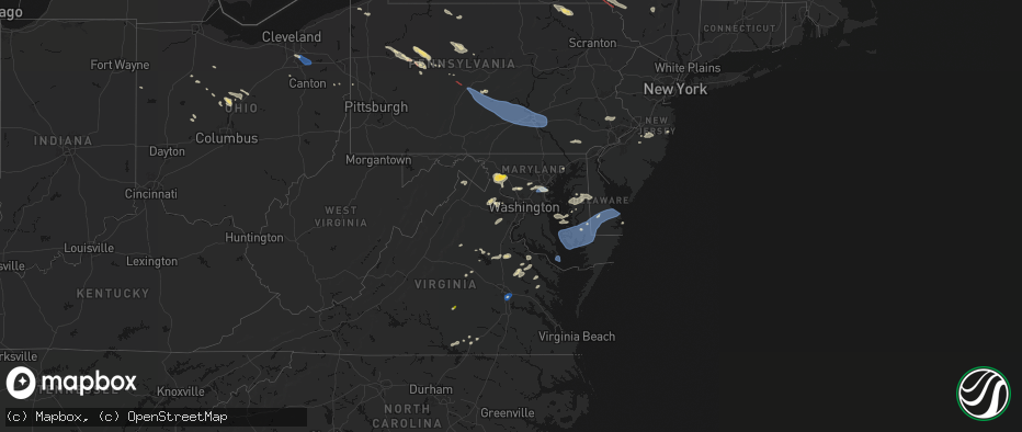 Hail map in Delaware on July 18, 2026