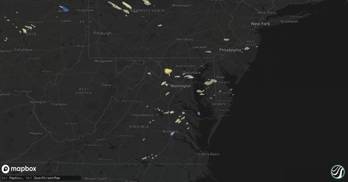 Hail map in Delaware on July 18, 2026