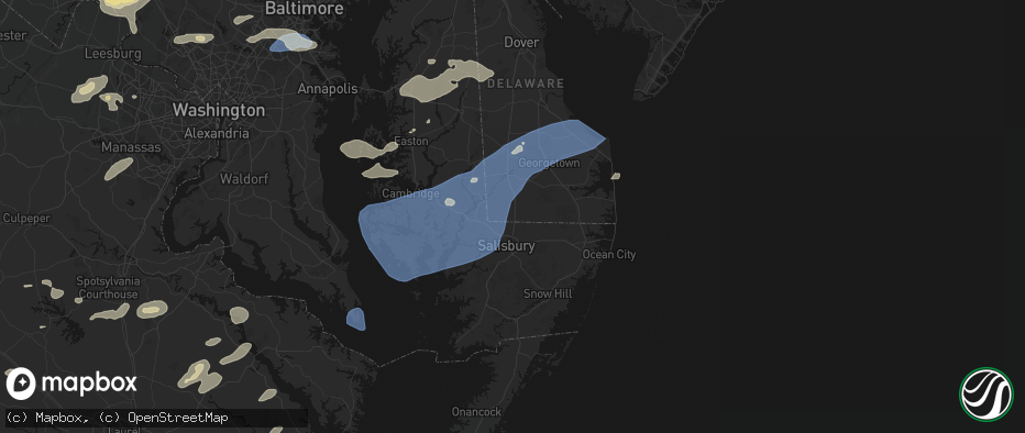Hail map in Delmar, DE on July 18, 2026