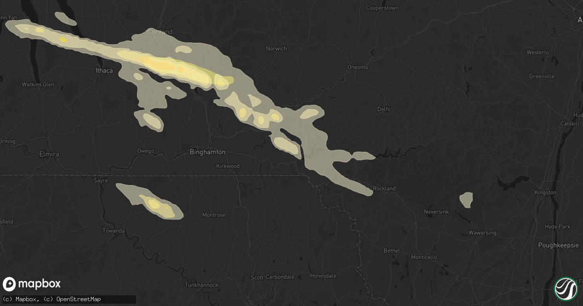 Hail map in Deposit, NY on July 18, 2026