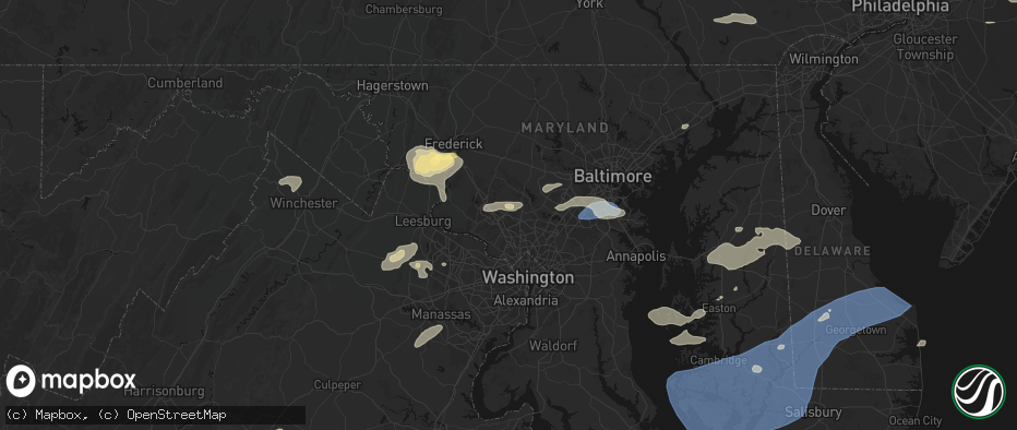 Hail map in Derwood, MD on July 18, 2026