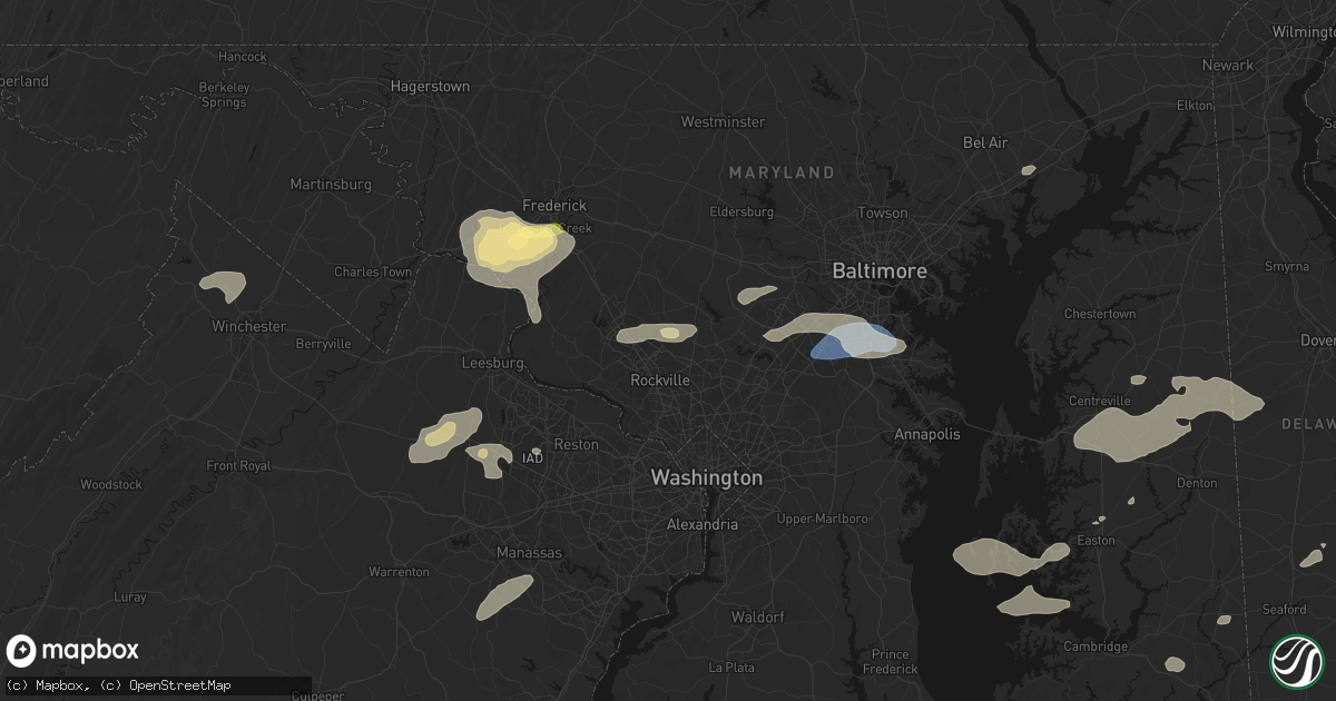 Hail map in Derwood, MD on July 18, 2026