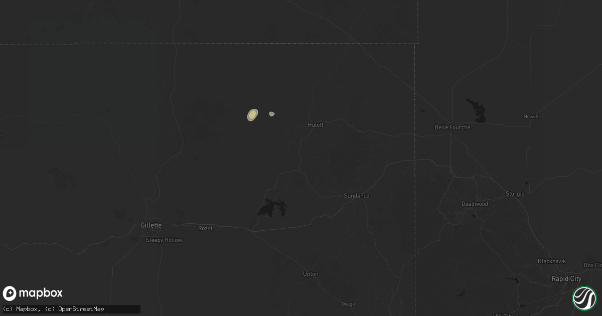 Hail map in Devils Tower, WY on July 18, 2026