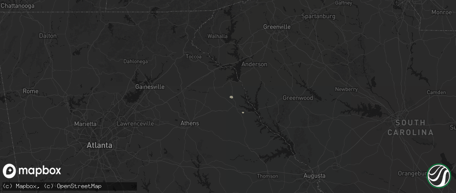 Hail map in Dewy Rose, GA on July 18, 2026