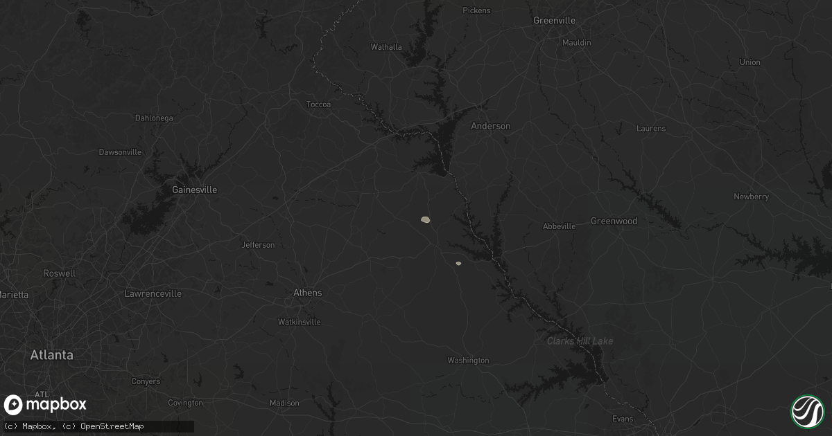 Hail map in Dewy Rose, GA on July 18, 2026