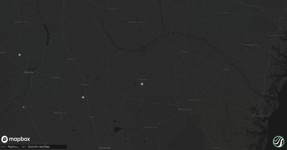 Hail map in Douglas, GA on July 18, 2026