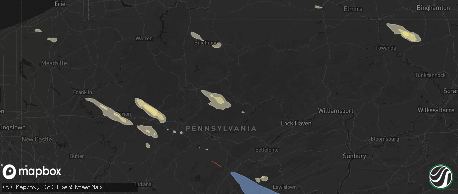 Hail map in Driftwood, PA on July 18, 2026