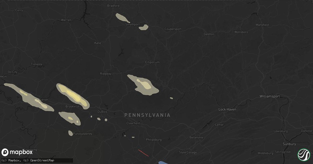Hail map in Driftwood, PA on July 18, 2026