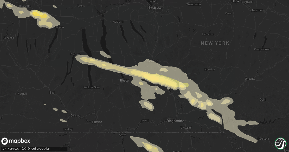 Hail map in Dryden, NY on July 18, 2026
