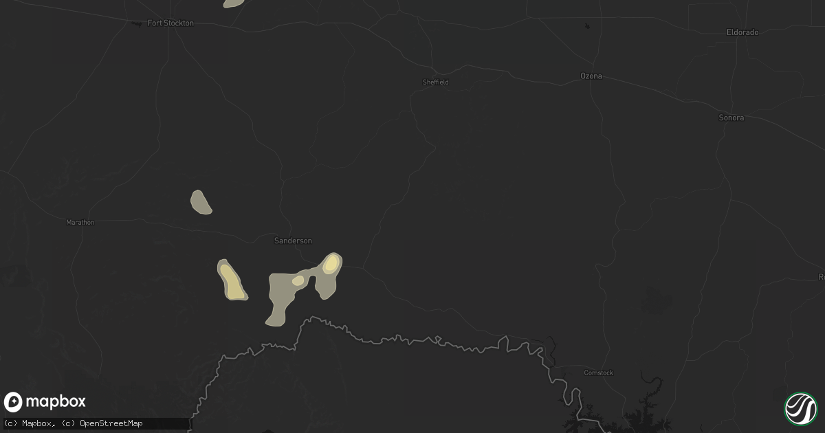 Hail map in Dryden, TX on July 18, 2026