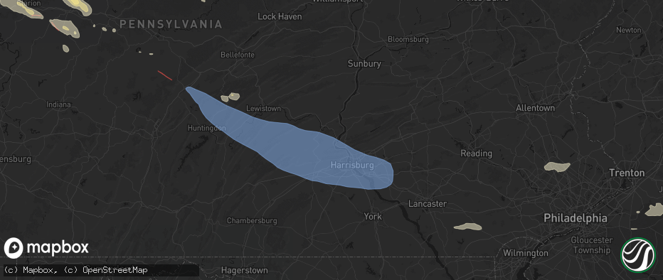 Hail map in Duncannon, PA on July 18, 2026