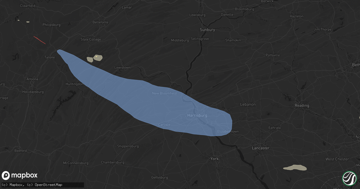 Hail map in Duncannon, PA on July 18, 2026