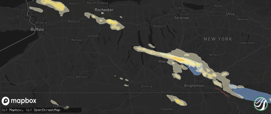 Hail map in Dundee, NY on July 18, 2026