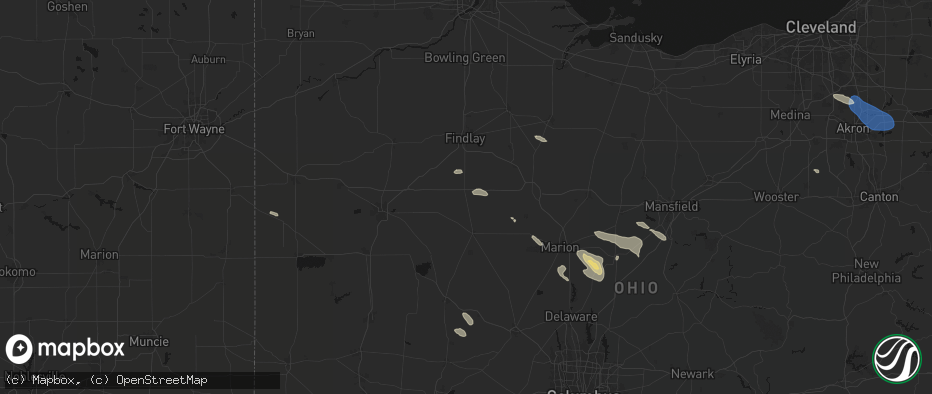 Hail map in Dunkirk, OH on July 18, 2026