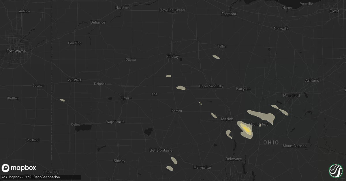 Hail map in Dunkirk, OH on July 18, 2026