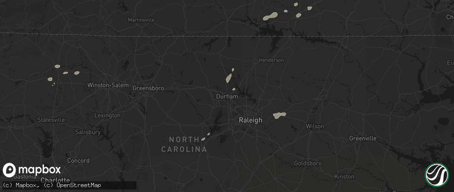 Hail map in Durham, NC on July 18, 2026