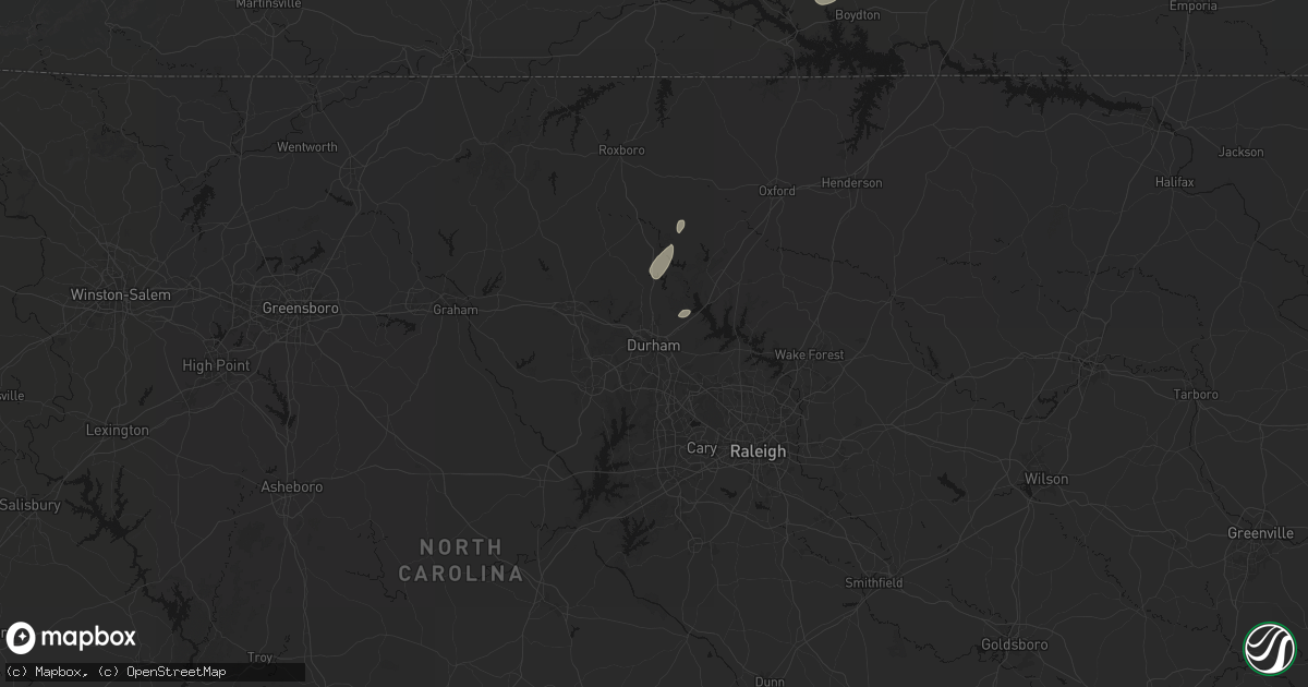 Hail map in Durham, NC on July 18, 2026