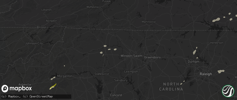 Hail map in East Bend, NC on July 18, 2026