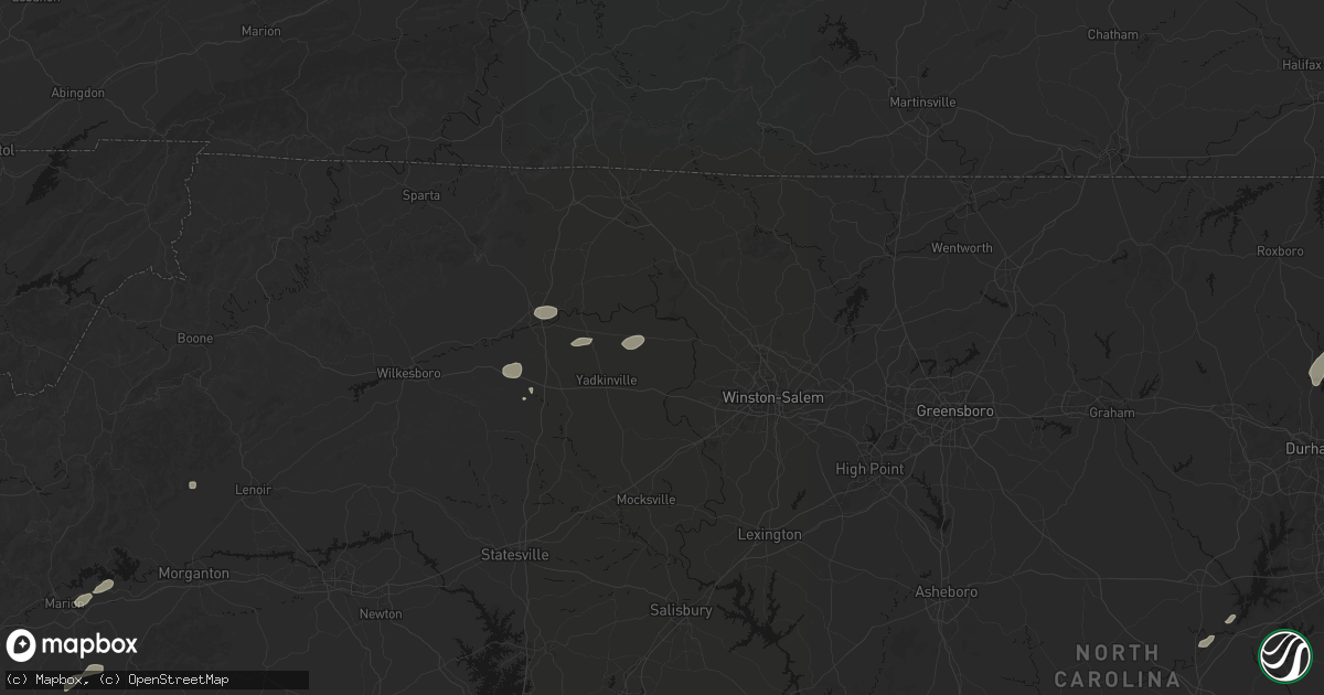 Hail map in East Bend, NC on July 18, 2026