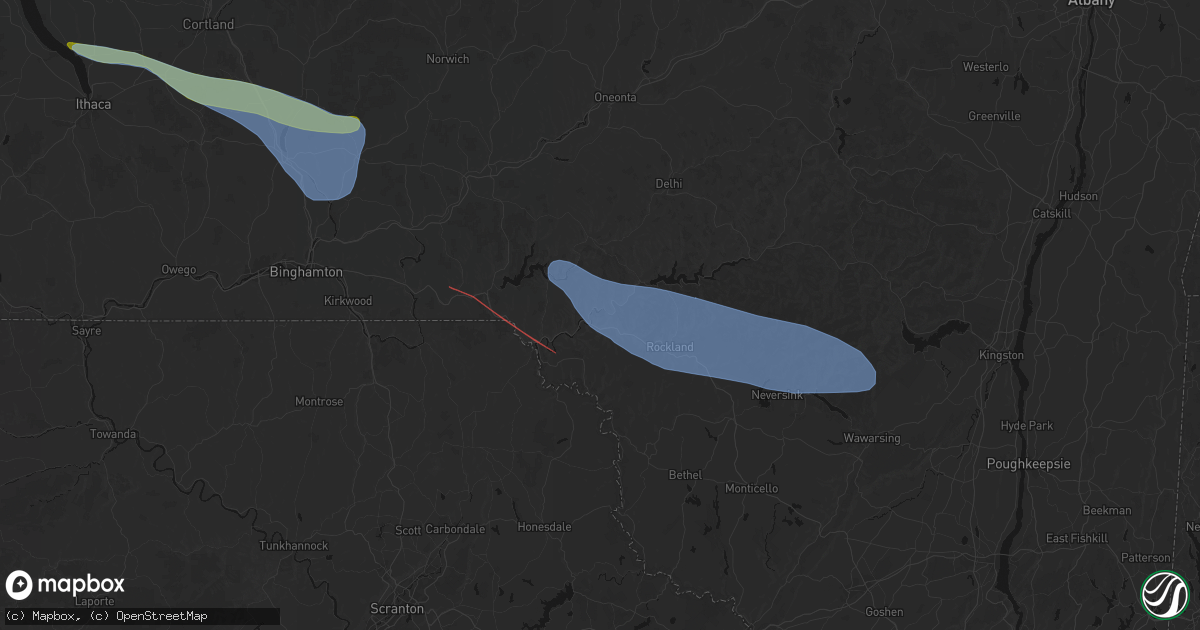 Hail map in East Branch, NY on July 18, 2026