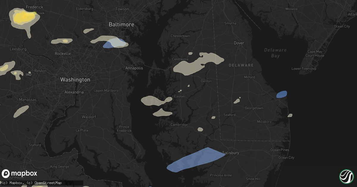 Hail map in Easton, MD on July 18, 2026