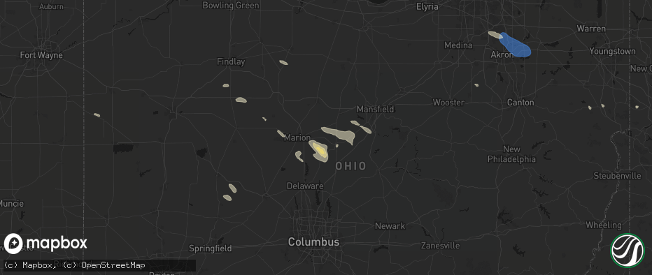 Hail map in Edison, OH on July 18, 2026