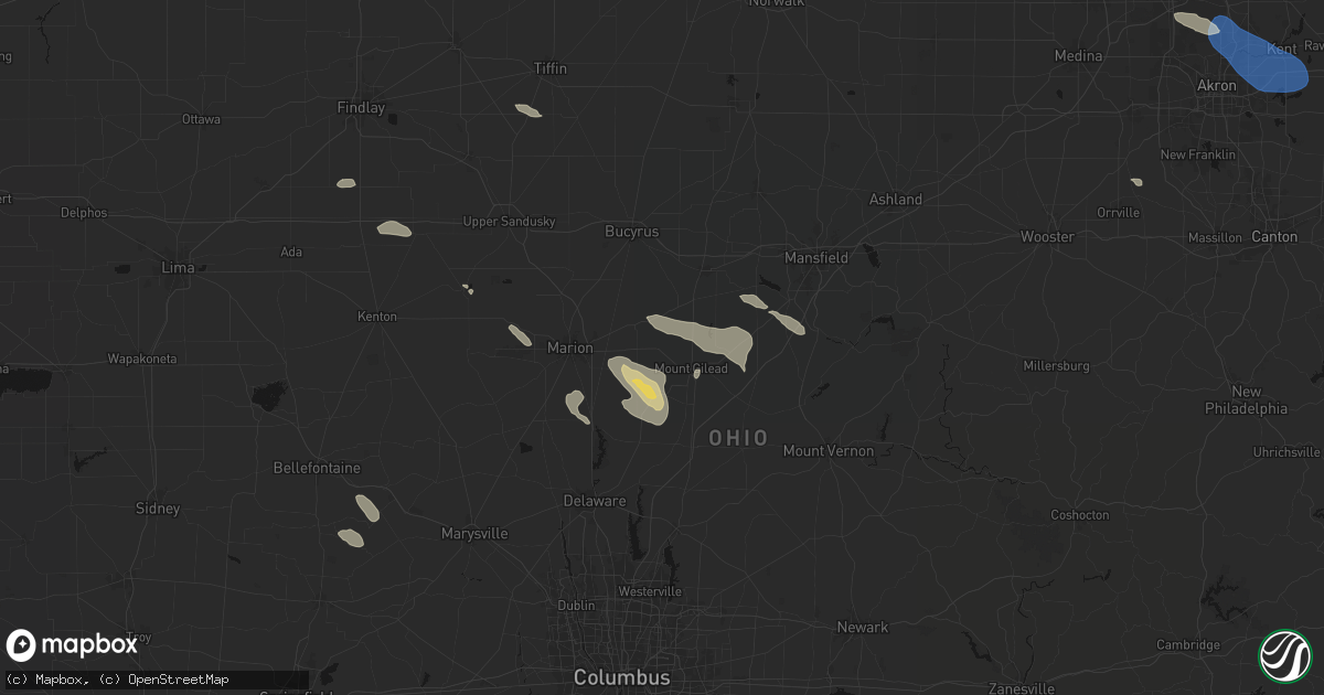 Hail map in Edison, OH on July 18, 2026