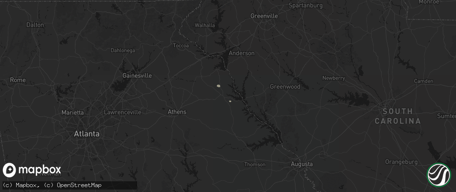 Hail map in Elberton, GA on July 18, 2026