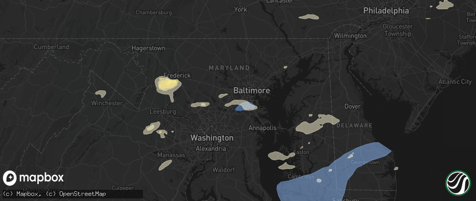 Hail map in Elkridge, MD on July 18, 2026