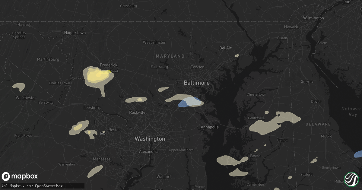 Hail map in Elkridge, MD on July 18, 2026