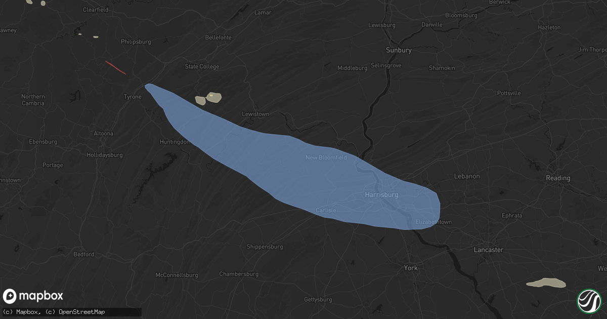 Hail map in Elliottsburg, PA on July 18, 2026