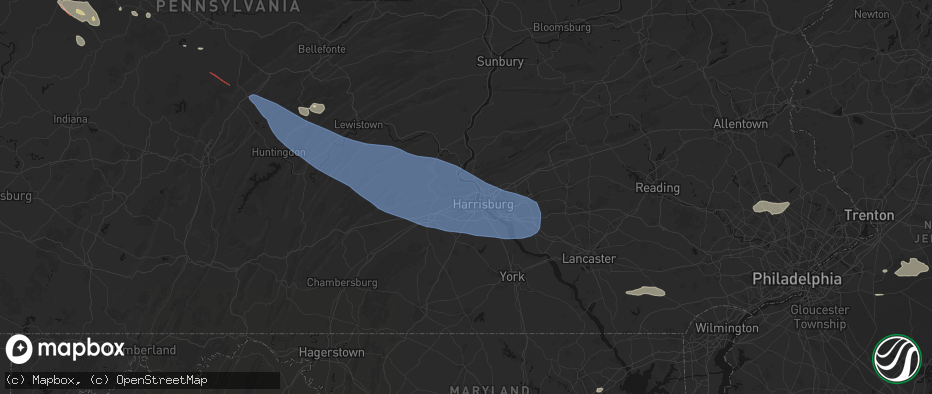 Hail map in Enola, PA on July 18, 2026