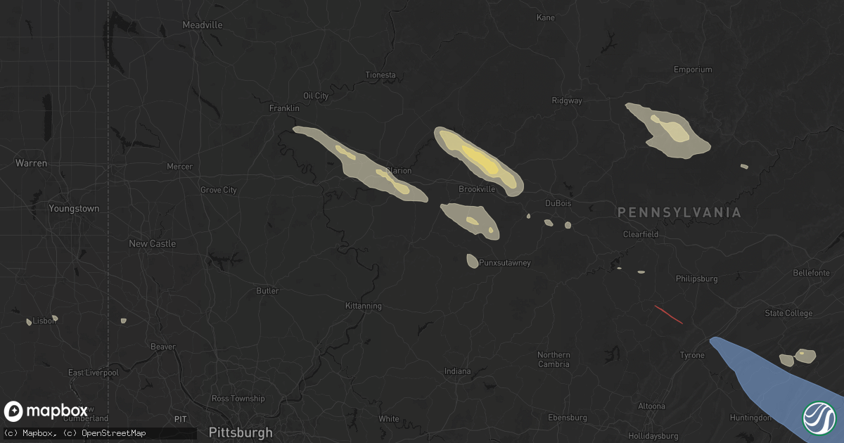Hail map in Fairmount City, PA on July 18, 2026
