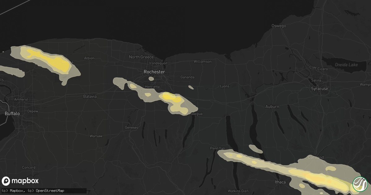 Hail map in Farmington, NY on July 18, 2026
