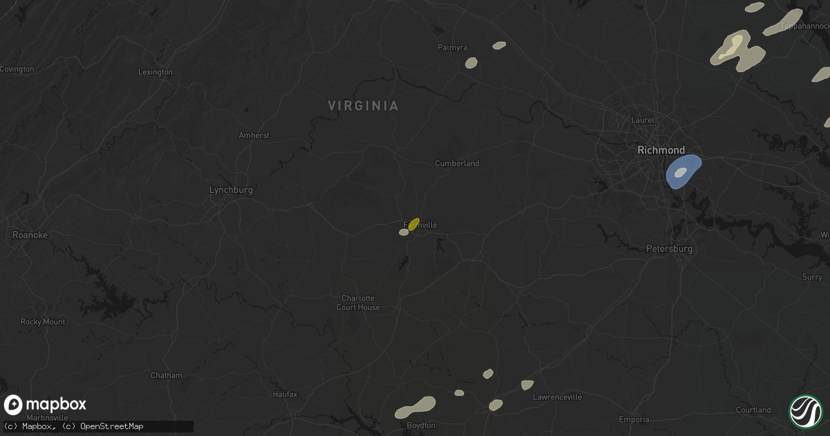Hail map in Farmville, VA on July 18, 2026