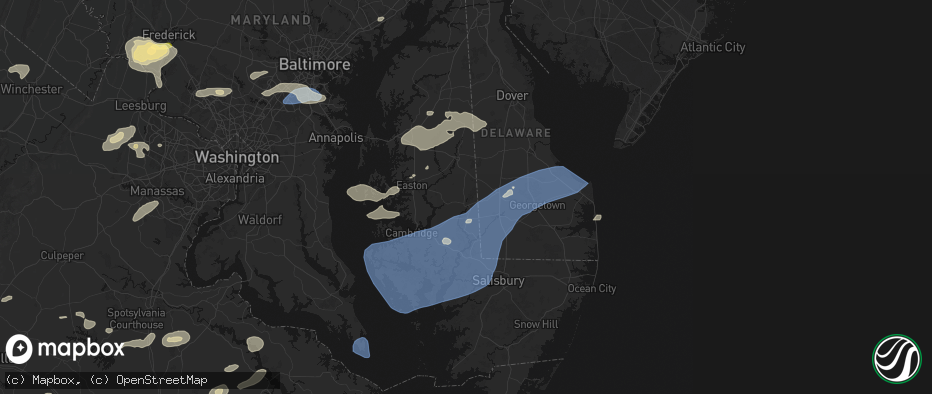 Hail map in Federalsburg, MD on July 18, 2026