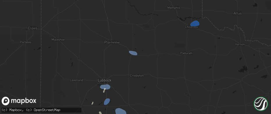 Hail map in Floydada, TX on July 18, 2026