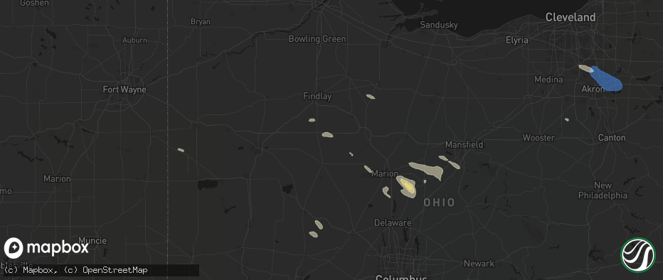 Hail map in Forest, OH on July 18, 2026