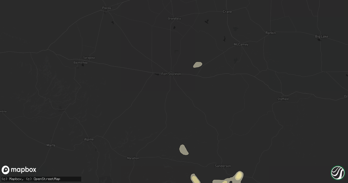 Hail map in Fort Stockton, TX on July 18, 2026